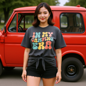 In my camping era Oversized faded t-shirt