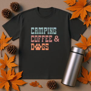 Camping coffee & dogs Oversized faded t-shirt