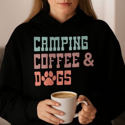 Camping coffee & dogs Unisex oversized hoodie