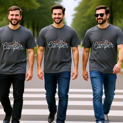 Happy camper Oversized faded t-shirt