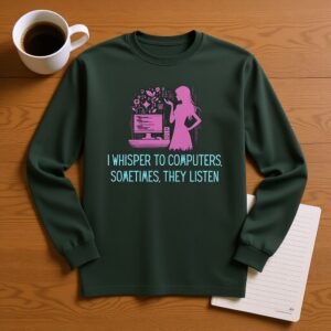 I Whisper to Computers; Sometimes, They Listen Unisex Long Sleeve Tee