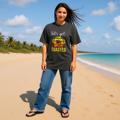 Let's get toasted Oversized faded t-shirt