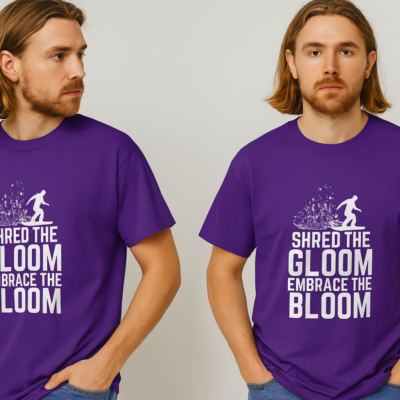 Shred the Gloom, Embrace the Bloom Men's classic tee
