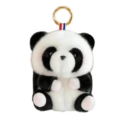Plush Panda Keychain – Soft 5-Inch Stuffed Animal Charm with Gold Ring – Cute Mini Accessory for Bags, Purses, or Gifts