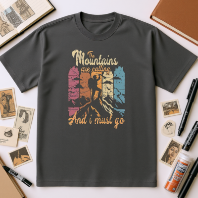 The mountains are calling and i must go Oversized faded t-shirt