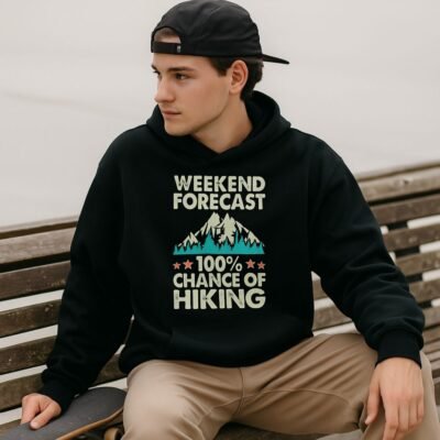 Weekend forecast 100% chance of hiking Unisex oversized hoodie
