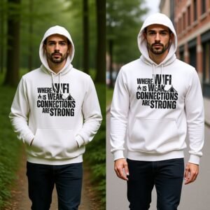 Where WiFi is Weak, Connections are Strong Premium eco hoodie