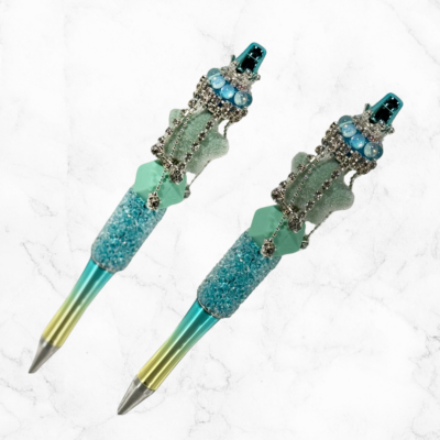 Bedazzled Beaded Crown Pen – Sparkly Rhinestone Ballpoint in Pink & Purple | Glam Stationery Gift for Her, Cute Office & School Writing Tool