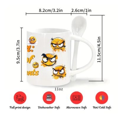 Funny Sarcasm Coffee Mug & Matching Coaster – Emoji Design with Quote “Just One of My Many Talents” – Perfect Gift for Work or Home