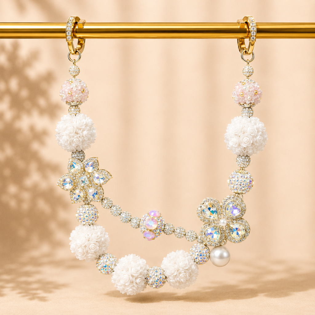 Bag Chain Accessories | Handmade Pearl & Crystal Flower Phone Charm – Rhinestone Beaded Wristlet Lanyard for Phones & Accessories