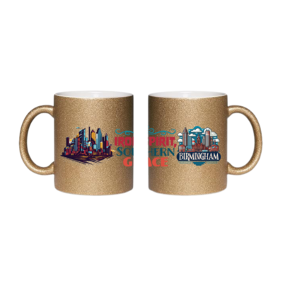 Birmingham City Glitter Coffee Mug – “Iron Spirit & Southern Grace” Design | Alabama Souvenir & Gift for Locals & Travelers
