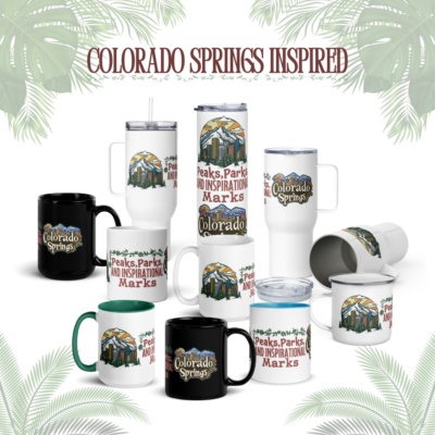 Colorado Springs Skyline Mug – “Peaks, Parks & Inspirational Marks” Design | Unique Nature & Travel Gift