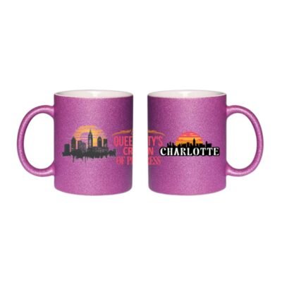 Charlotte Skyline Glitter Mug – Queen City Sunset Sparkle Souvenir
