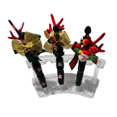 Festive Rhinestone Christmas Keychain β Customized Beaded Pen & Tool Charm