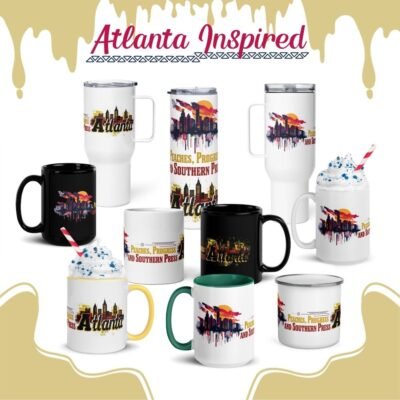 State Mugs and Cups - Atlanta Skyline Mug β Peaches, Progress & Southern Press Collection