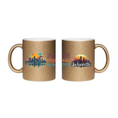 11oz Ceramic Glitter Mug - Jacksonville Skyline Glitter Mug β Bridges, Beaches & Bold Futures City Souvenir