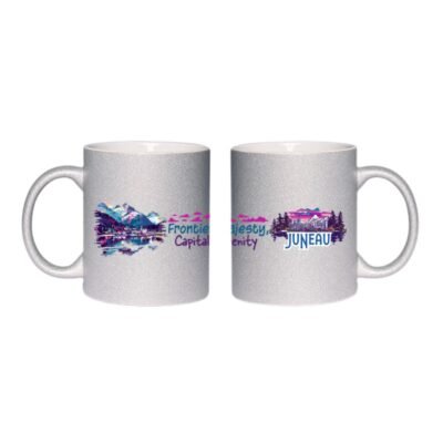 Glitter Coffee Mug |11oz Juneau Alaska Glitter Mug – Scenic Alaska Landscape Sparkle Mug | Travel & Coffee Gift