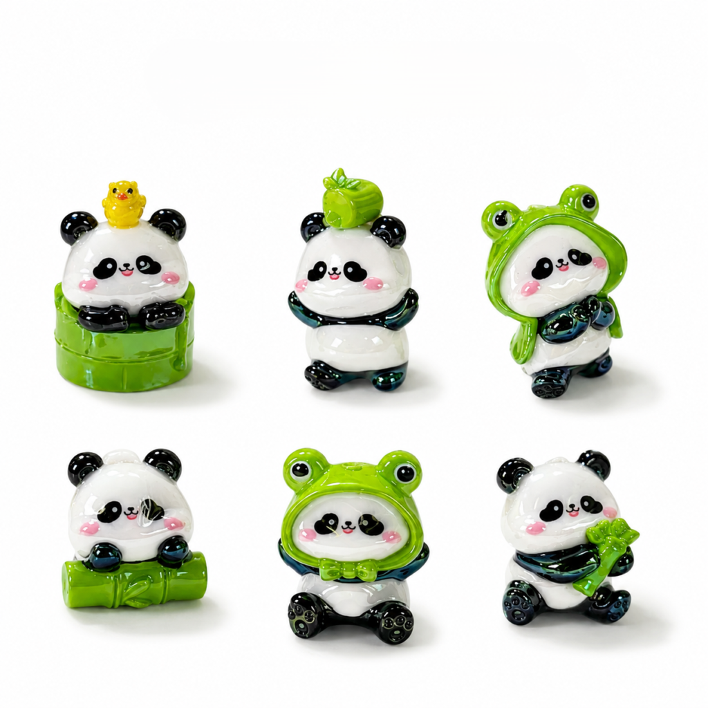 Bamboo & Frog Panda Focal Beads and Beaded Accessories – Choose Your Set of 6