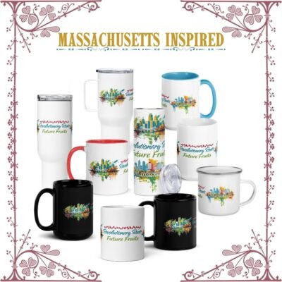 Usa State Massachusetts Inspired Drinkware Collection – Revolutionary Roots & Future Fruits Mugs & Tumblers