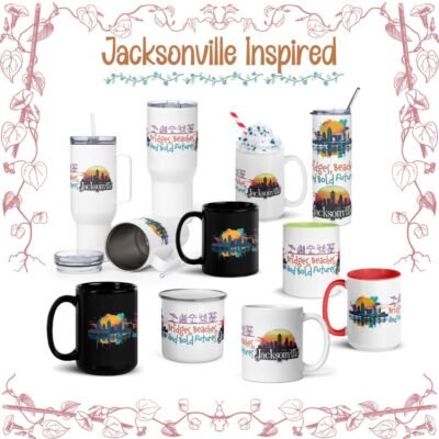 Usa Printed Gloosy Mugs and Tumblers | Jacksonville City Mug Collection β Coastal Skyline Coffee & Travel Cups(11oz to 40oz)
