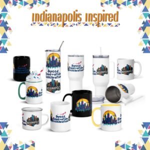 Custom Coffee Mugs and Tumbler Usa | Indianapolis Skyline Mug Collection – Speed, Innovation & Celebration City Drinkware