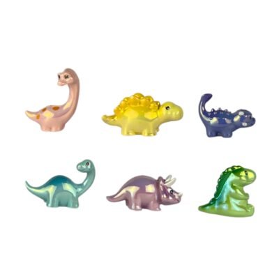 Mini Beadable Dinosaur Figure Set (6 PCS) – Acrylic Pre-Drilled Cute Animal Beads for DIY Pens, Keychains & Craft Accessories