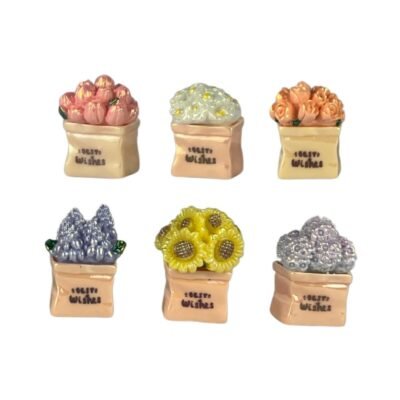 Mini Flower Bouquet Beadable Figures (Set of 6) – Acrylic Pre-Drilled Beads for DIY Pens & Accessories