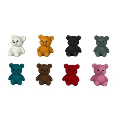 Beadable Teddy Bear Charms for DIY Pens & Keychains β 6-Piece Multicolor Acrylic Craft Set