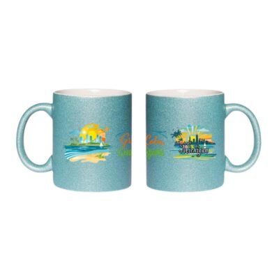 Glitter Mug Designed Michigan Great Lakes 11oz – Greater Spirits Sparkle Coffee Mug | USA State Travel Souvenir