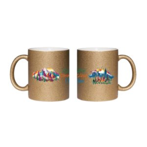 Glitter Coffee Cup |11oz Nevada Glitter Mug – Desert Glow & City Show Sparkle Coffee Mug | Nevada USA State Souvenir