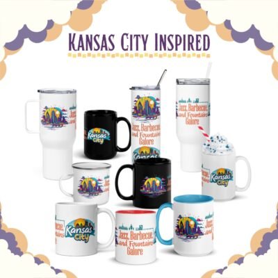 Kansas City Inspired Drinkware Collection: Jazz, Barbecue & Fountains (All Sizes Available)