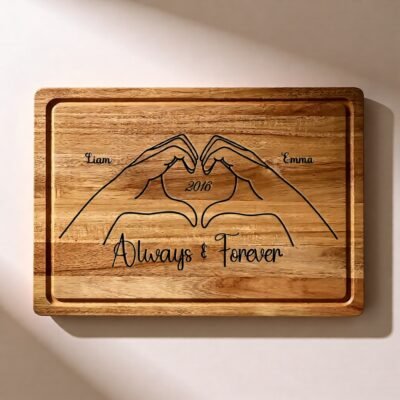 Custom Engraved Wooden Cutting Board – Valentine, Couple & Anniversary Gift