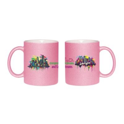 USA State Sparkle Mug | 11oz Washington Glitter Mug β Evergreens, Tech Dreams & Coffee Streams