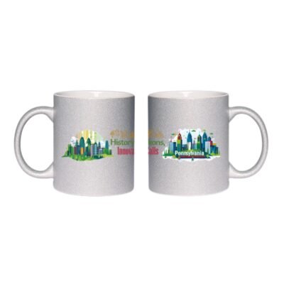 Pennsylvania Inspired Glitter Mug – Sparkling State Skyline Coffee Cup (11oz)