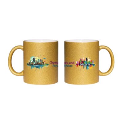 State Pride Coffee Cup – Cheese, Lakes & Forward Spirit | Sparkling 11oz Wisconsin Glitter Mug