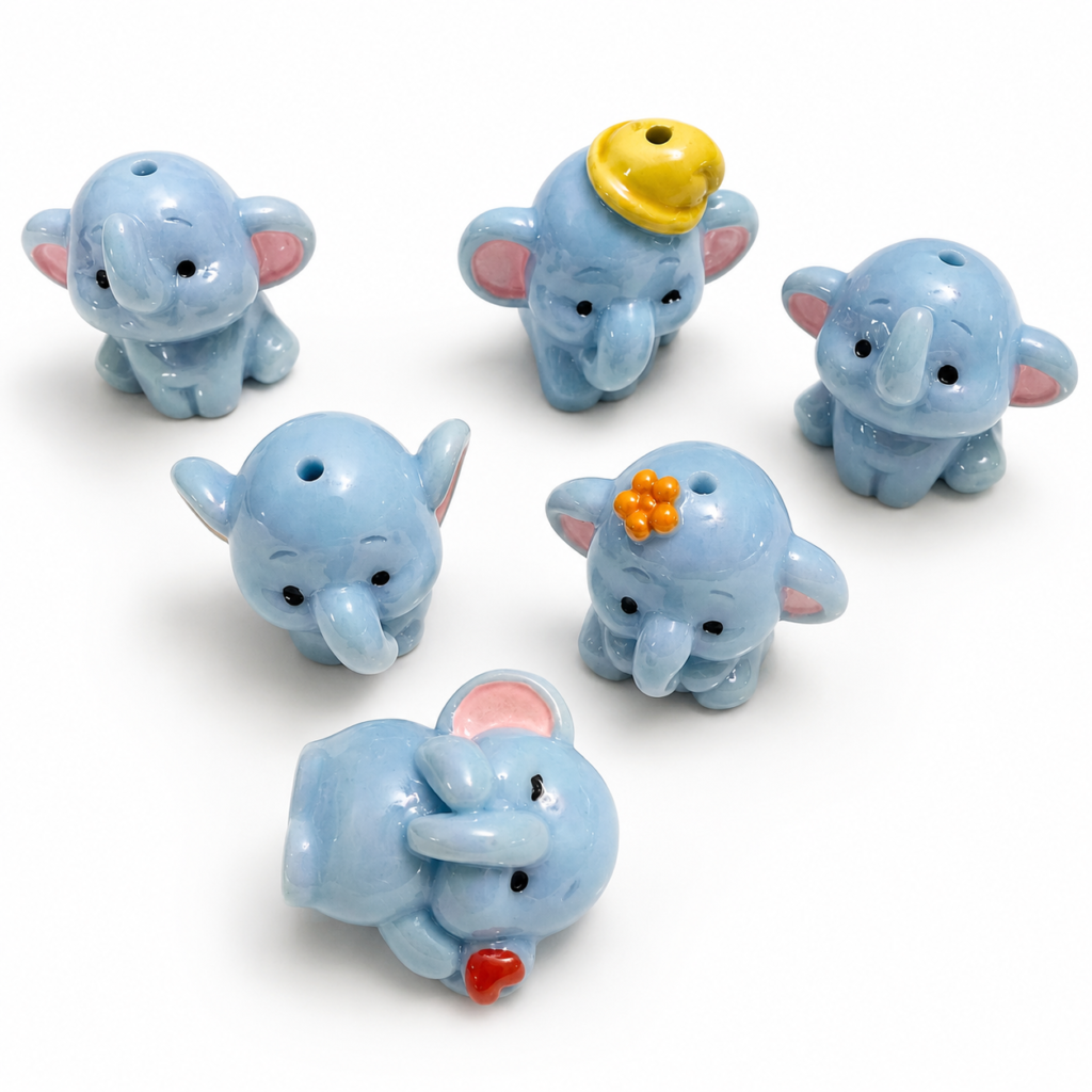Cute Blue Elephant Silicone Character Bead | Choose Your Tool | Beadable Pen, Badge Reel, Memo Holder, Keychain & DIY Craft Supply