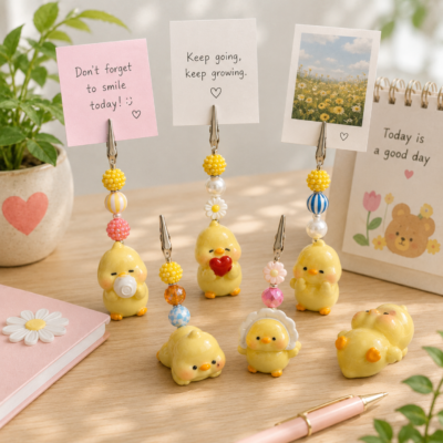 Cute Baby Chick Character Bead | Choose Your Tool | Beadable Pen, Badge Reel, Memo Holder, Keychain & DIY Craft Supply