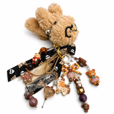 Cute Plush Puppy Bag Charm Keychain | Kawaii Teddy Dog Purse Charm with Decorative Tassel