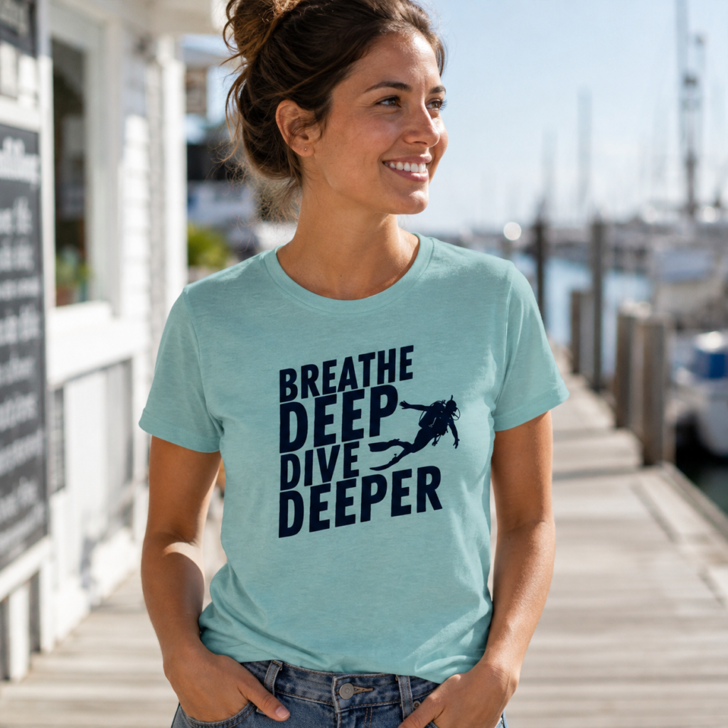 Women’s Motivational Adventure T-Shirt – Dive, Bloom & Rock Designs | Collection 3