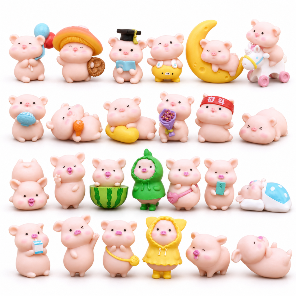 Kawaii Pink Piglet Focals & Beaded Accessories – Choose Your Set of 6 Piglet Collection