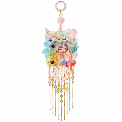 Pastel Fairy Garden Cascade Hanging Ornament | Floral Beaded Fantasy Decor