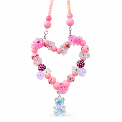 Pink Heart Beaded Hanging Charm | Cute Floral Home Decor, Car Charm & Room Ornament