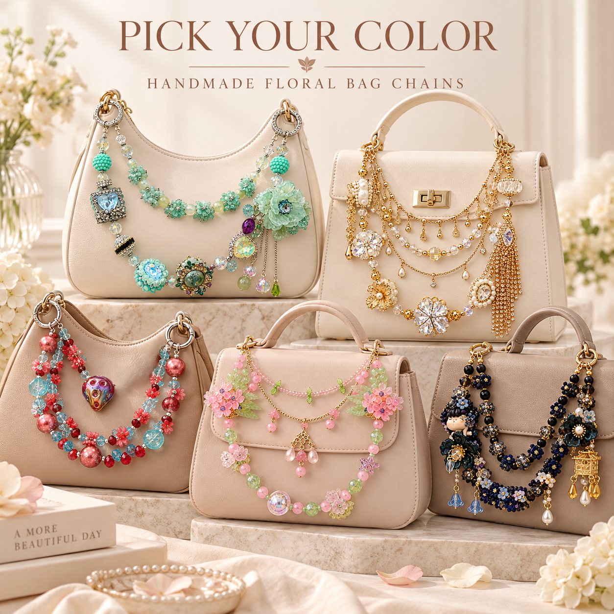 Printzonn handmade floral bag chain collection
