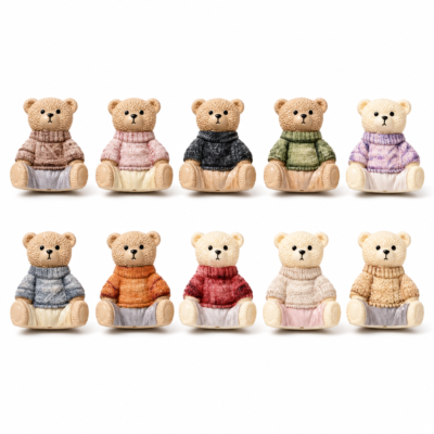 Cozy Sweater Teddy Bear Focal Beads & Beaded Accessories – Choose Your Set of 10