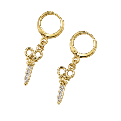 Gold-Tone Scissor Charm Dangle Hoop Earrings