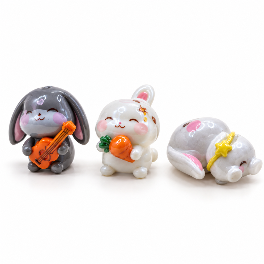 Kawaii Bunny Focal Beads Set of 3 for DIY Crafts